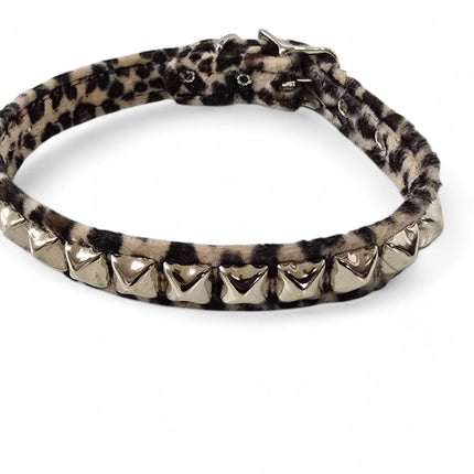 CK140L  FUZZY LEOPARD STUDDED CHOKER