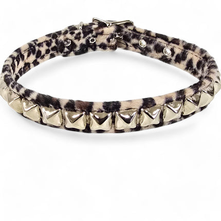 CK140L  FUZZY LEOPARD STUDDED CHOKER