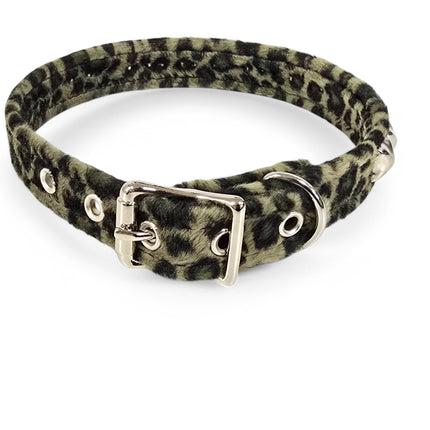 CK140L  FUZZY LEOPARD STUDDED CHOKER