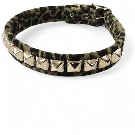 CK140L  FUZZY LEOPARD STUDDED CHOKER