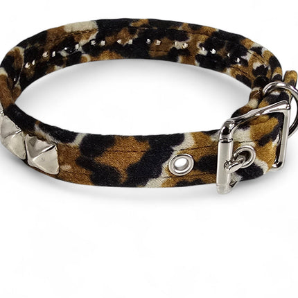 CK140L  FUZZY LEOPARD STUDDED CHOKER
