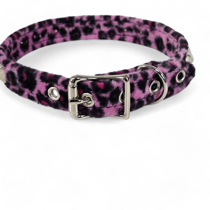 CK140L  FUZZY LEOPARD STUDDED CHOKER