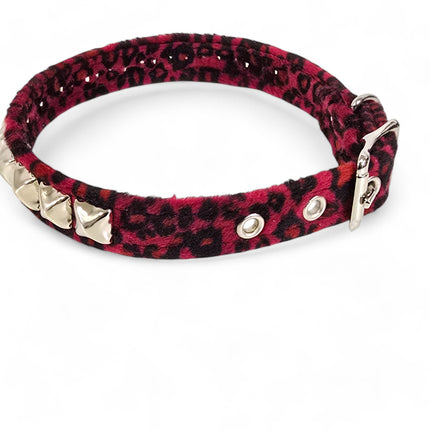 CK140L  FUZZY LEOPARD STUDDED CHOKER
