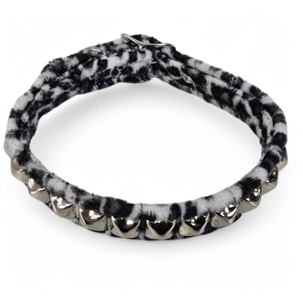 CK140L  FUZZY LEOPARD STUDDED CHOKER