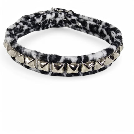 CK140L  FUZZY LEOPARD STUDDED CHOKER