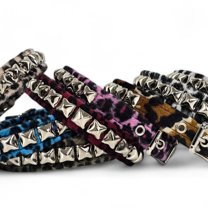 CK140L  FUZZY LEOPARD STUDDED CHOKER