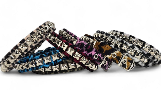CK140L  FUZZY LEOPARD STUDDED CHOKER