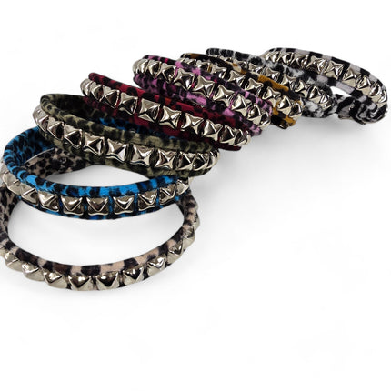 CK140L  FUZZY LEOPARD STUDDED CHOKER