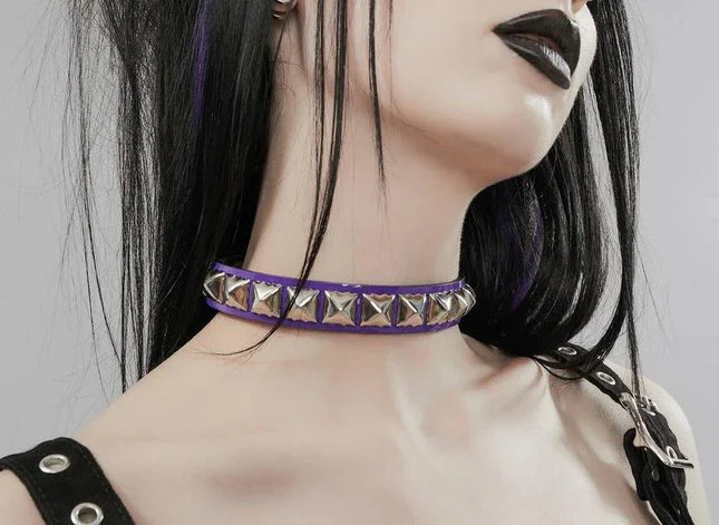 CK140 PATENT NEON STUDDED CHOKER