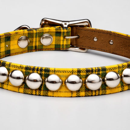CK140RND-PD PLAID 1 ROW LARGE 1/2" ROUND STUDDED CHOKER