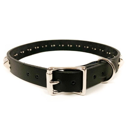 CK140 BLACK LEATHER CHOKER WITH 1 ROW 1/2" PYRAMID STUDS