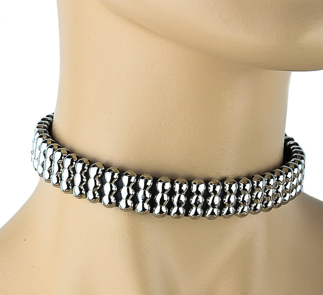 CK147   1/2" CHOKER WITH 3 ROW SMALL ROUND STUDS