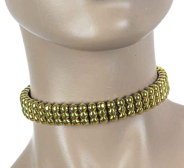 CK147   1/2" CHOKER WITH 3 ROW SMALL ROUND STUDS