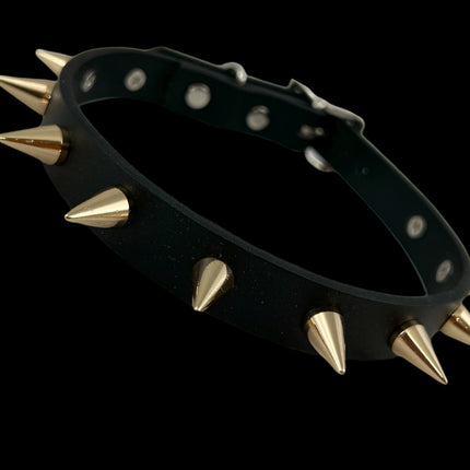 CK167 3/4" BLACK LEATHER SMALL CONE SPIKES CHOKER
