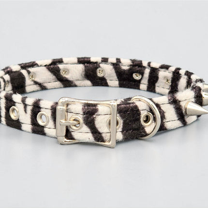 CK167LEOPARD  FUZZY LEOPARD CONE SPIKE CHOKER HANDMADE IN USA
