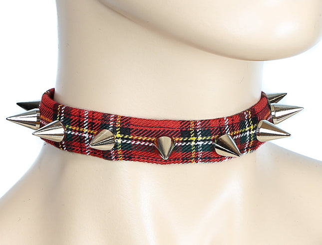 CK167 PLAID PLAID CONE SPIKE PUNK CHOKER