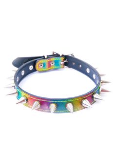 CK167RN-USA  RAINBOW  3/4" SMALL CONE SPIKES CHOKER