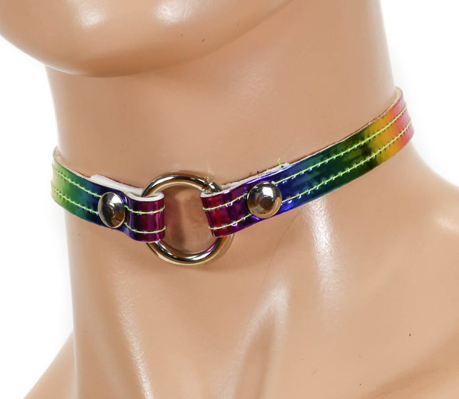 CK168RAINBOW 1/2" VAMPIRE RING LINK CHOKER