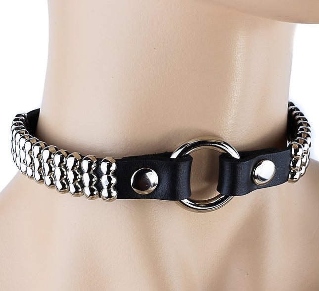 CK168RND   1/2" VAMPIRE RING LINK CHOKER 3 ROUND STUD