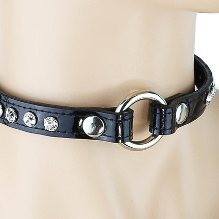 CK168ST-PATENTRHINESTONE VAMPIRE RING CHOKER