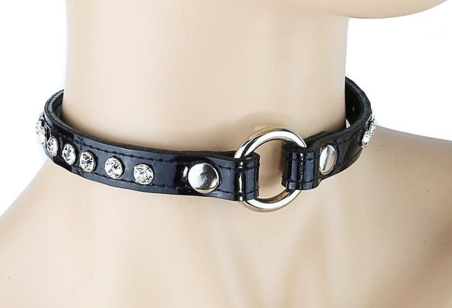 CK168ST-PATENTRHINESTONE VAMPIRE RING CHOKER