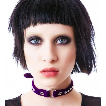CK168ST-VELVET  RHINESTONE RING CHOKER
