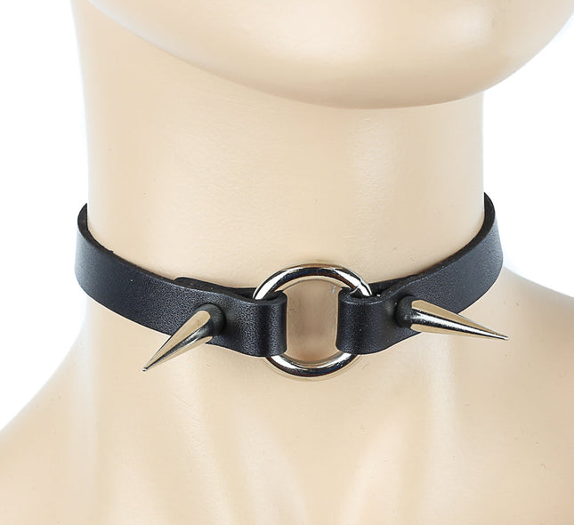 CK168T   1/2" VAMPIRE RING LINK CHOKER TALL SPIKE