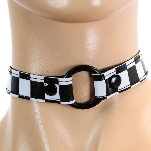 CK169CHK  CHECKEREDBOARD RING CHOKER