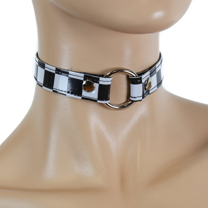 CK169CHK  CHECKEREDBOARD RING CHOKER