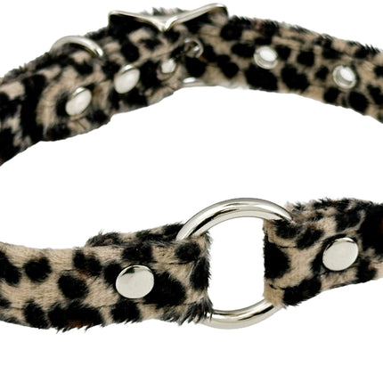CK169L  FUZZY LEOPARD BONDAGDE RING CHOKER