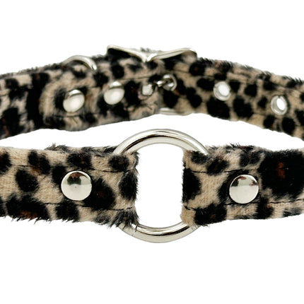 CK169L  FUZZY LEOPARD BONDAGDE RING CHOKER