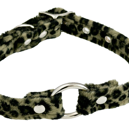 CK169L  FUZZY LEOPARD BONDAGDE RING CHOKER