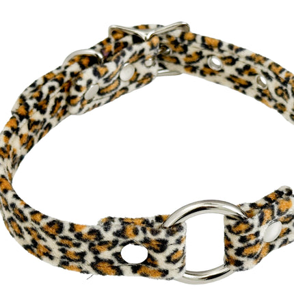 CK169L  FUZZY LEOPARD BONDAGDE RING CHOKER