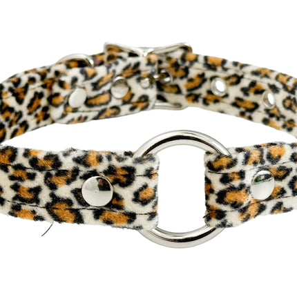 CK169L  FUZZY LEOPARD BONDAGDE RING CHOKER
