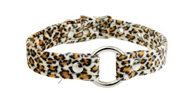 CK169L  FUZZY LEOPARD BONDAGDE RING CHOKER