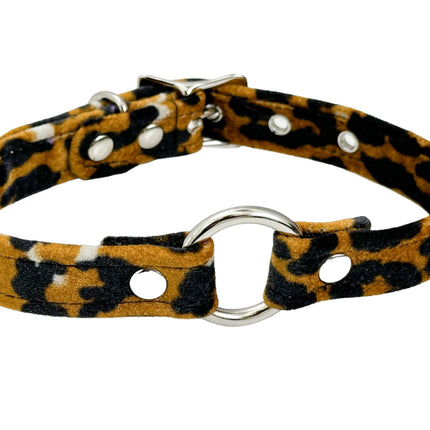 CK169L  FUZZY LEOPARD BONDAGDE RING CHOKER