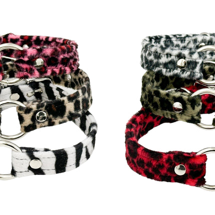 CK169L  FUZZY LEOPARD BONDAGDE RING CHOKER