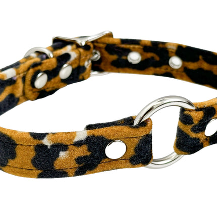 CK169L  FUZZY LEOPARD BONDAGDE RING CHOKER