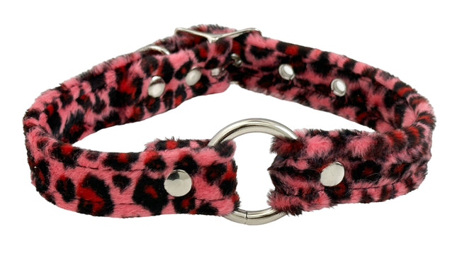 CK169L  FUZZY LEOPARD BONDAGDE RING CHOKER