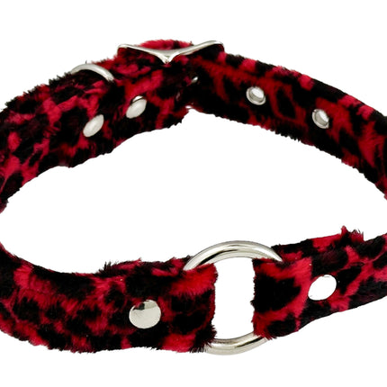 CK169L  FUZZY LEOPARD BONDAGDE RING CHOKER