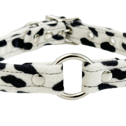 CK169L  FUZZY LEOPARD BONDAGDE RING CHOKER