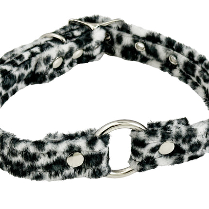CK169L  FUZZY LEOPARD BONDAGDE RING CHOKER