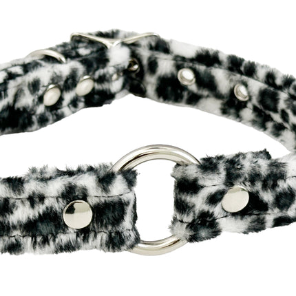 CK169L  FUZZY LEOPARD BONDAGDE RING CHOKER