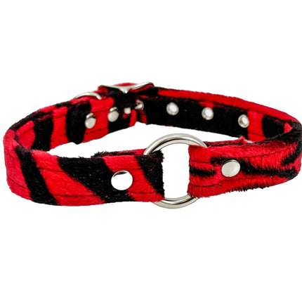 CK169L  FUZZY LEOPARD BONDAGDE RING CHOKER