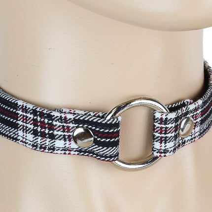 CK169PD PLAID RINGE PUNK CHOKER