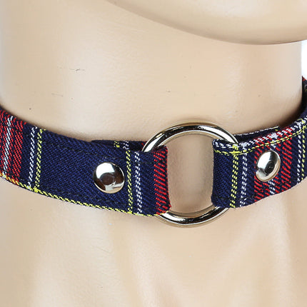 CK169PD PLAID RINGE PUNK CHOKER