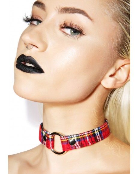 CK169PD PLAID RINGE PUNK CHOKER