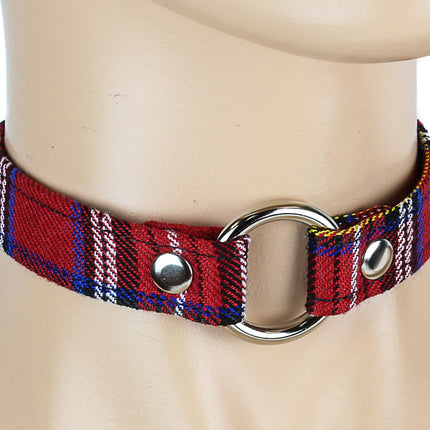 CK169PD PLAID RINGE PUNK CHOKER