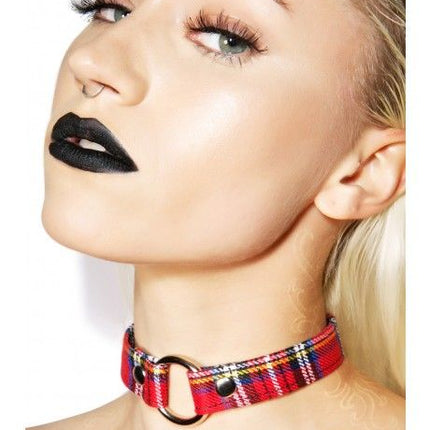 CK169PD PLAID RINGE PUNK CHOKER