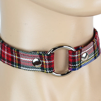 CK169PD PLAID RINGE PUNK CHOKER